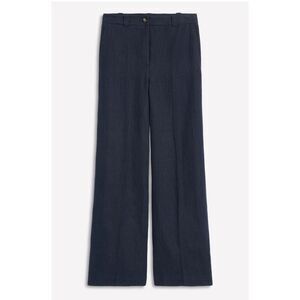BODEN Westbourne Linen Pants 8R Navy Wide Leg